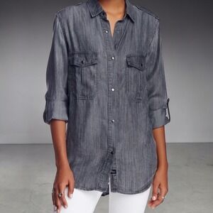 Rails Alexandra Chambray Snap Button Shirt in Gray Lyocell size XS